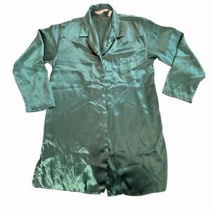 Victoria's Secret 1996 Green Satin Sleep Shirt Dress Size Medium